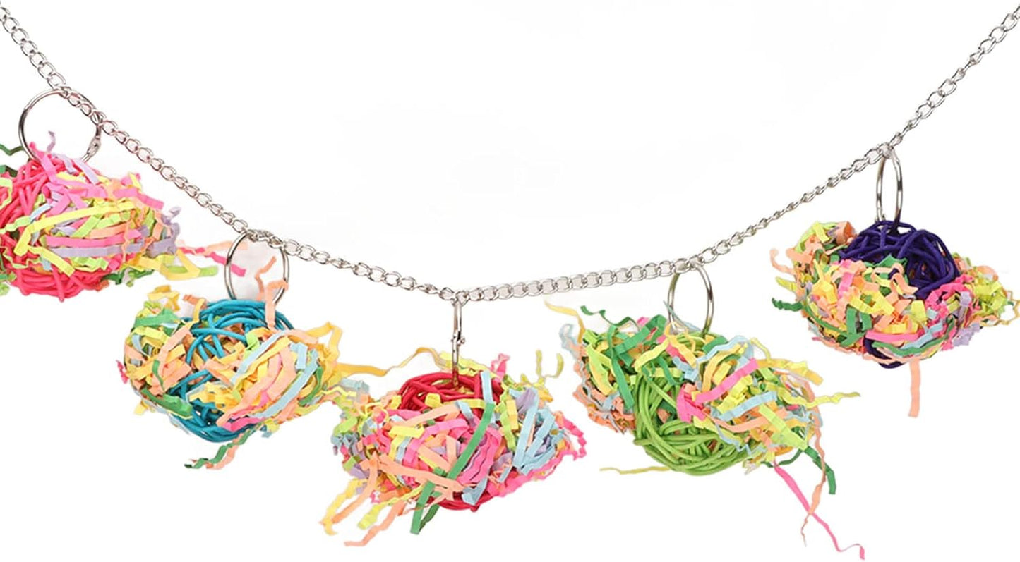 Bird Foraging & Chewing Toy – Colorful Rattan Balls for Parrots, Cockatiels, Parakeets, and Other Small to Medium Birds