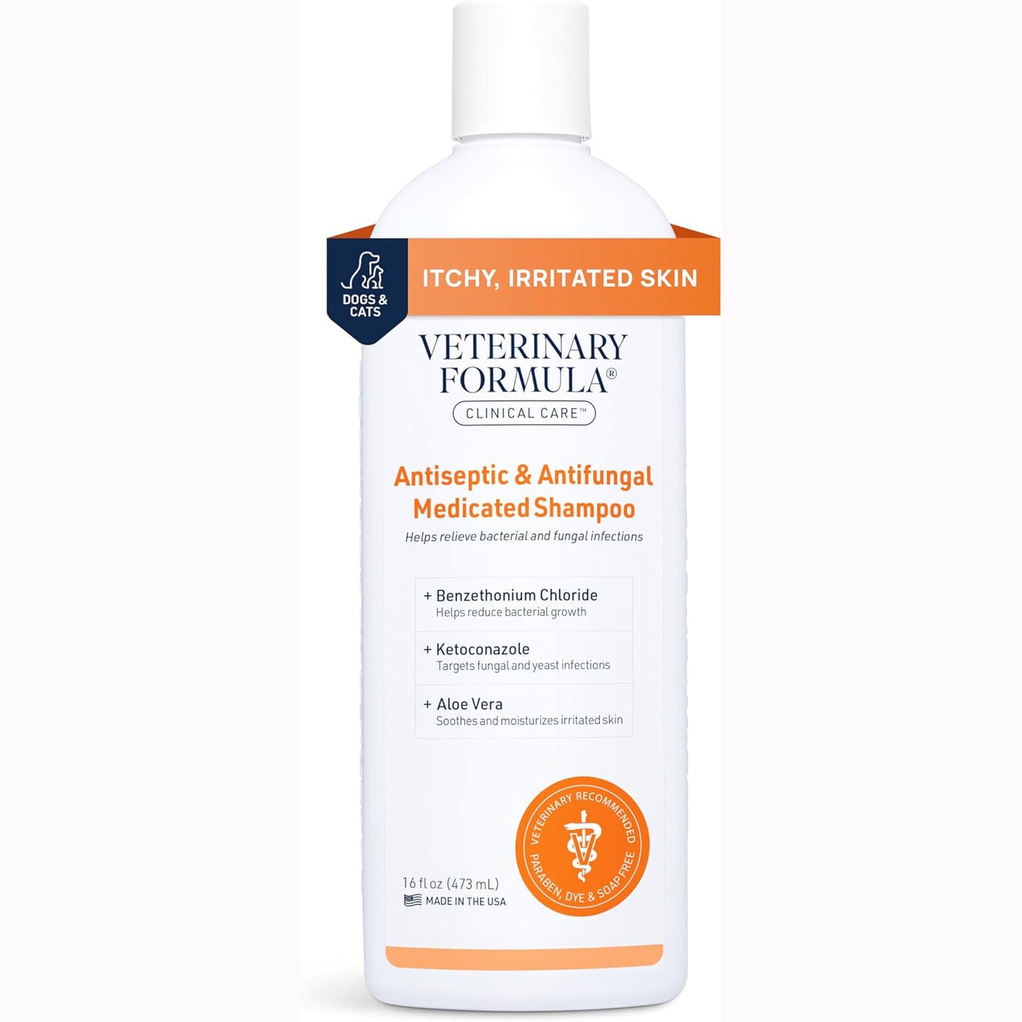 Veterinary Formula Clinical Care Antiseptic and Antifungal Medicated Shampoo for Dogs and Cats, 16 fl oz
