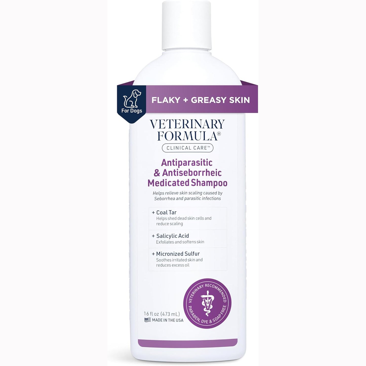Veterinary Formula Clinical Care Antiparasitic and Antiseborrheic Shampoo for Dogs, 16 oz