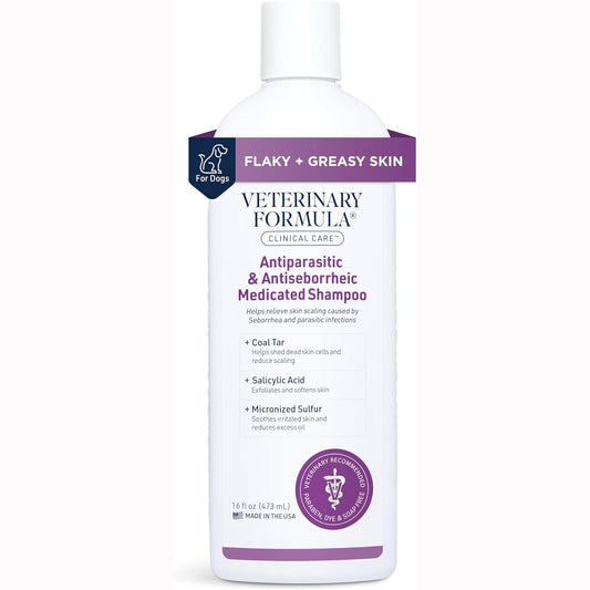 Veterinary Formula Clinical Care Antiparasitic and Antiseborrheic Shampoo for Dogs, 16 oz