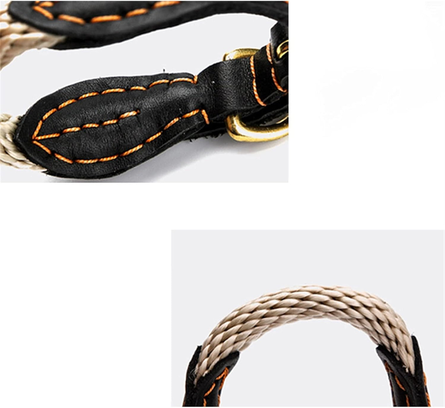 Hemp Rope Dog Collar Copper  Leather