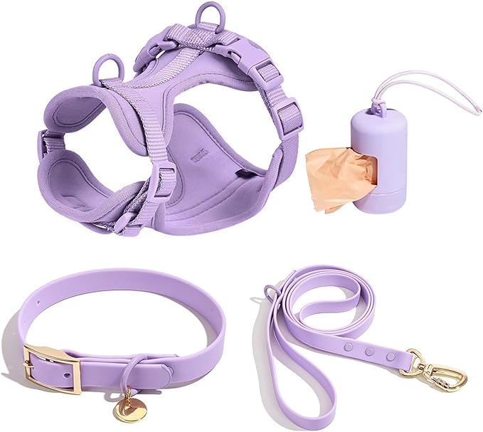 4 PCS Dog Walking Set | Harness, Collar, Leash, Poop Bag Holder