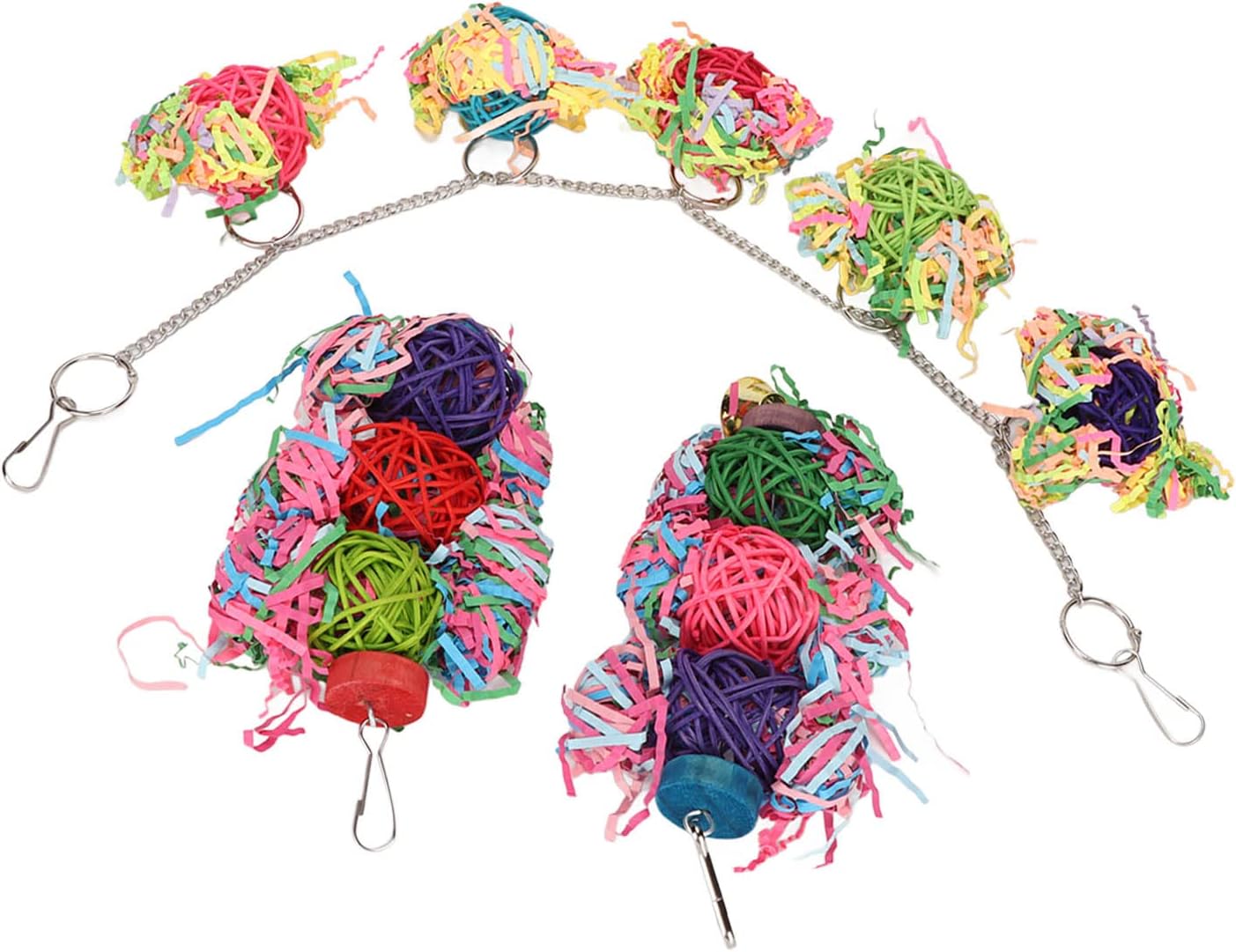 Bird Foraging & Chewing Toy – Colorful Rattan Balls for Parrots, Cockatiels, Parakeets, and Other Small to Medium Birds