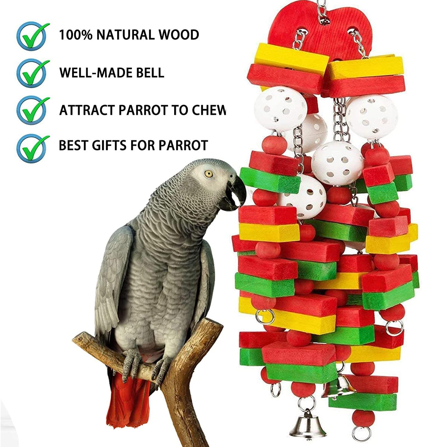Colorful Parrot Toys Bite resistant Accessories For African Grey Macaws Cockatoos Eclectus Birds