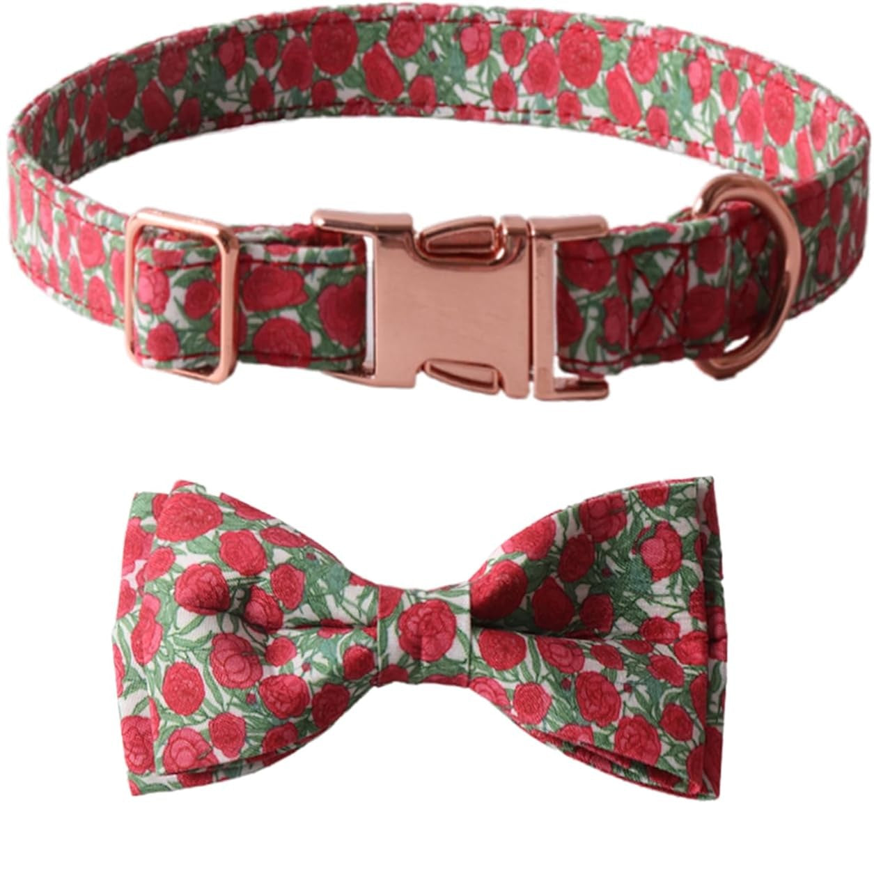 Colorful Floral Print Dog Collar with Bow