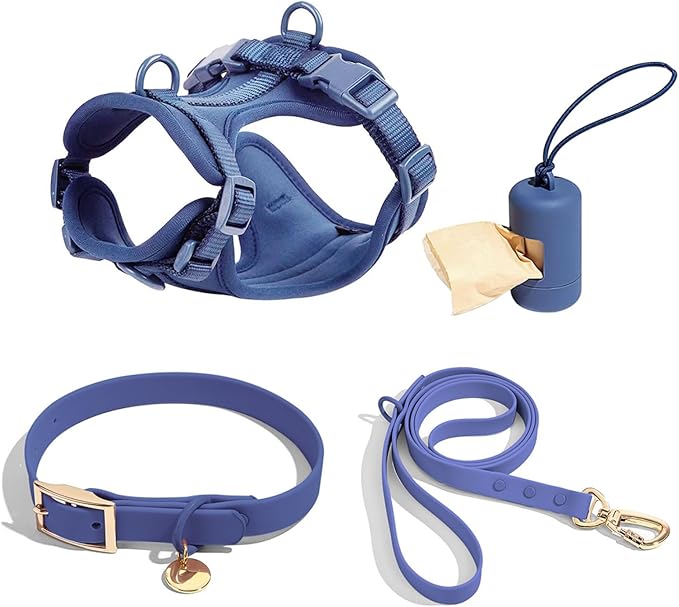 4 PCS Dog Walking Set | Harness, Collar, Leash, Poop Bag Holder