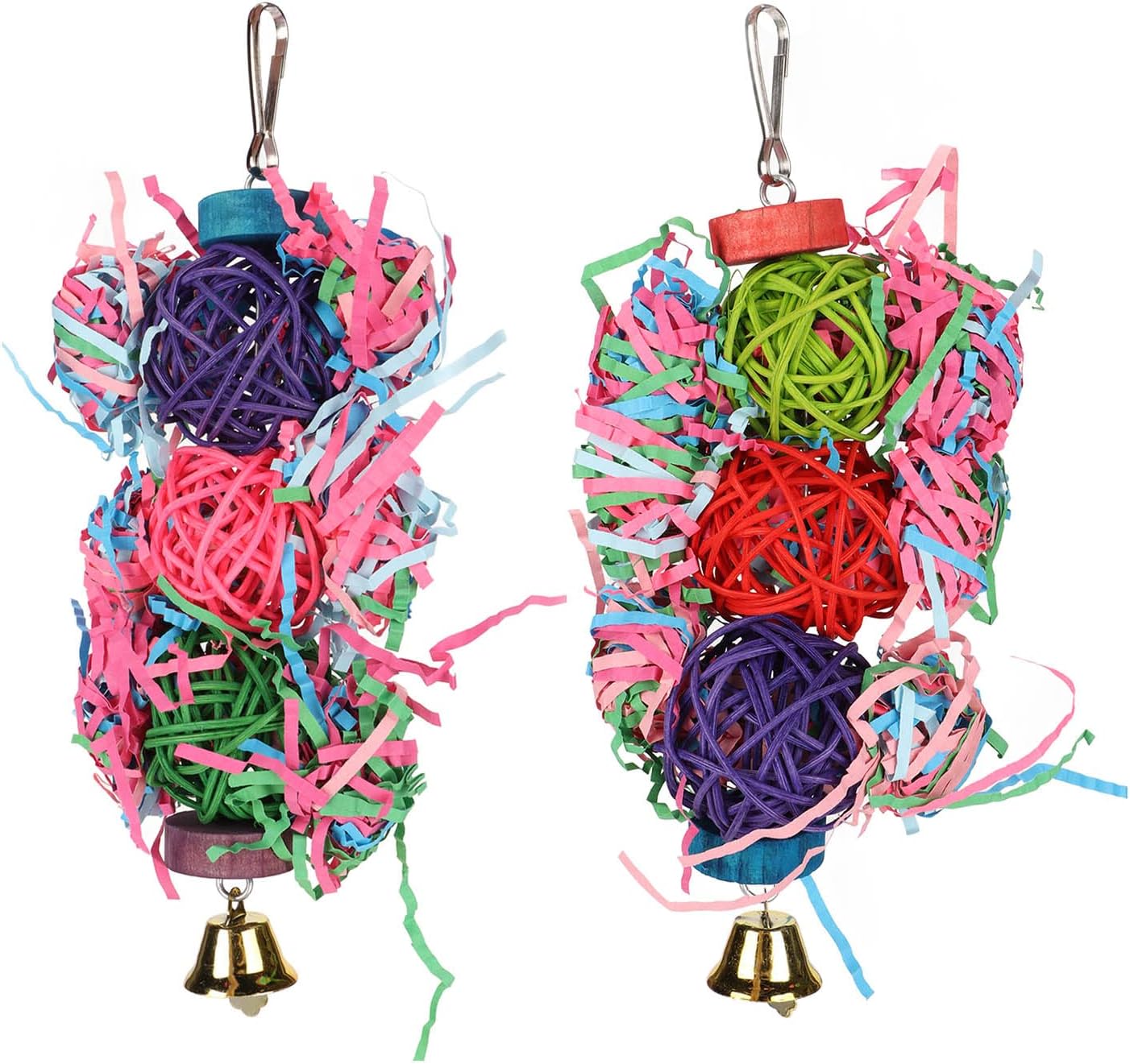 Bird Foraging & Chewing Toy – Colorful Rattan Balls for Parrots, Cockatiels, Parakeets, and Other Small to Medium Birds