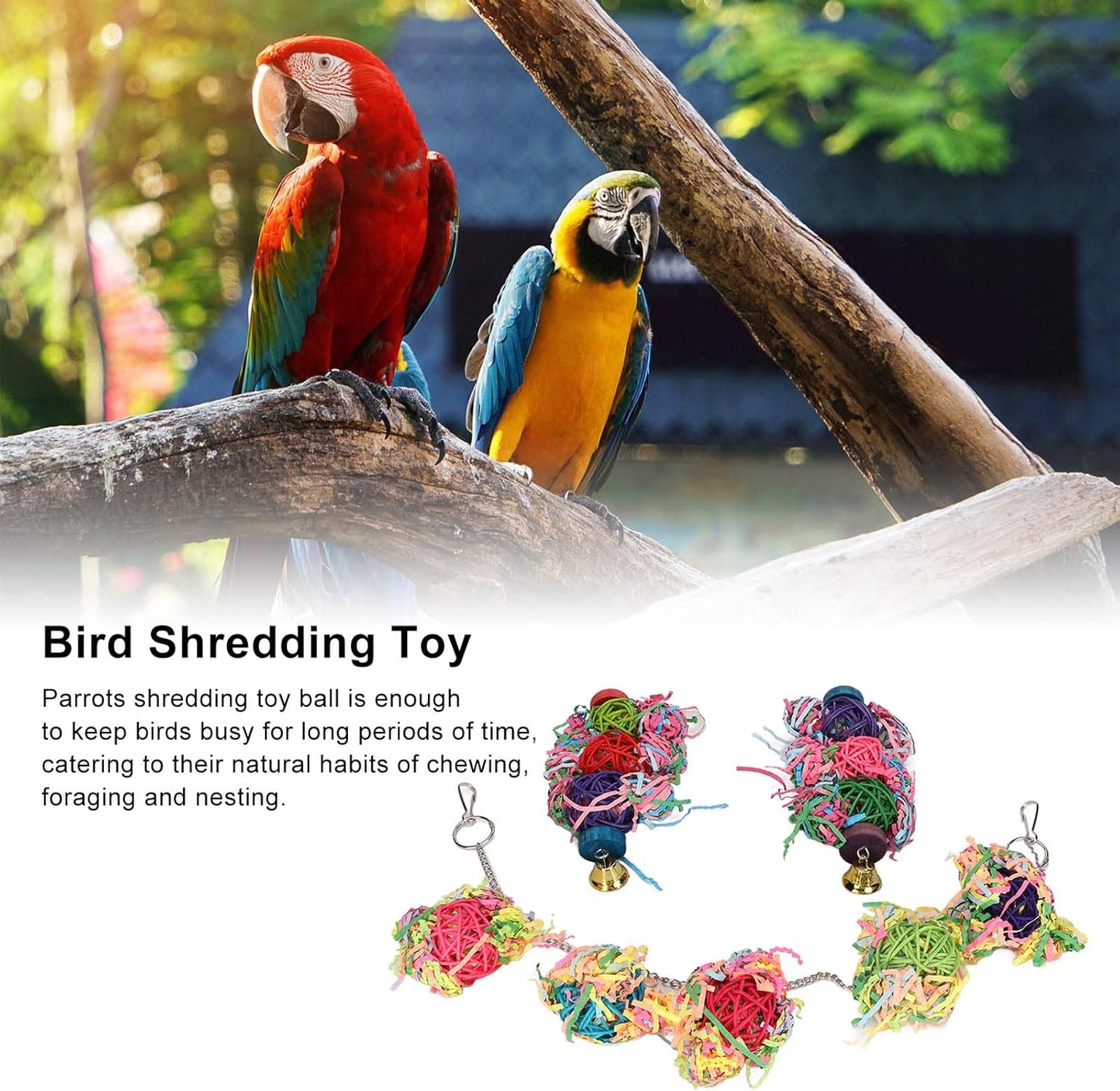 Bird Foraging & Chewing Toy – Colorful Rattan Balls for Parrots, Cockatiels, Parakeets, and Other Small to Medium Birds