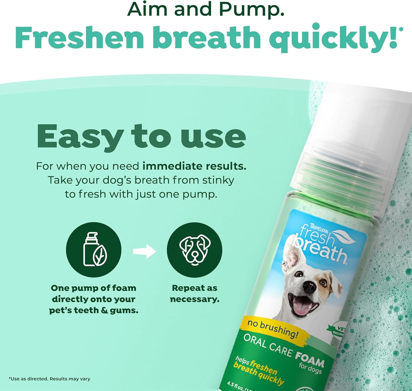 TropiClean Fresh Breath Dental Foam Spray for Dogs