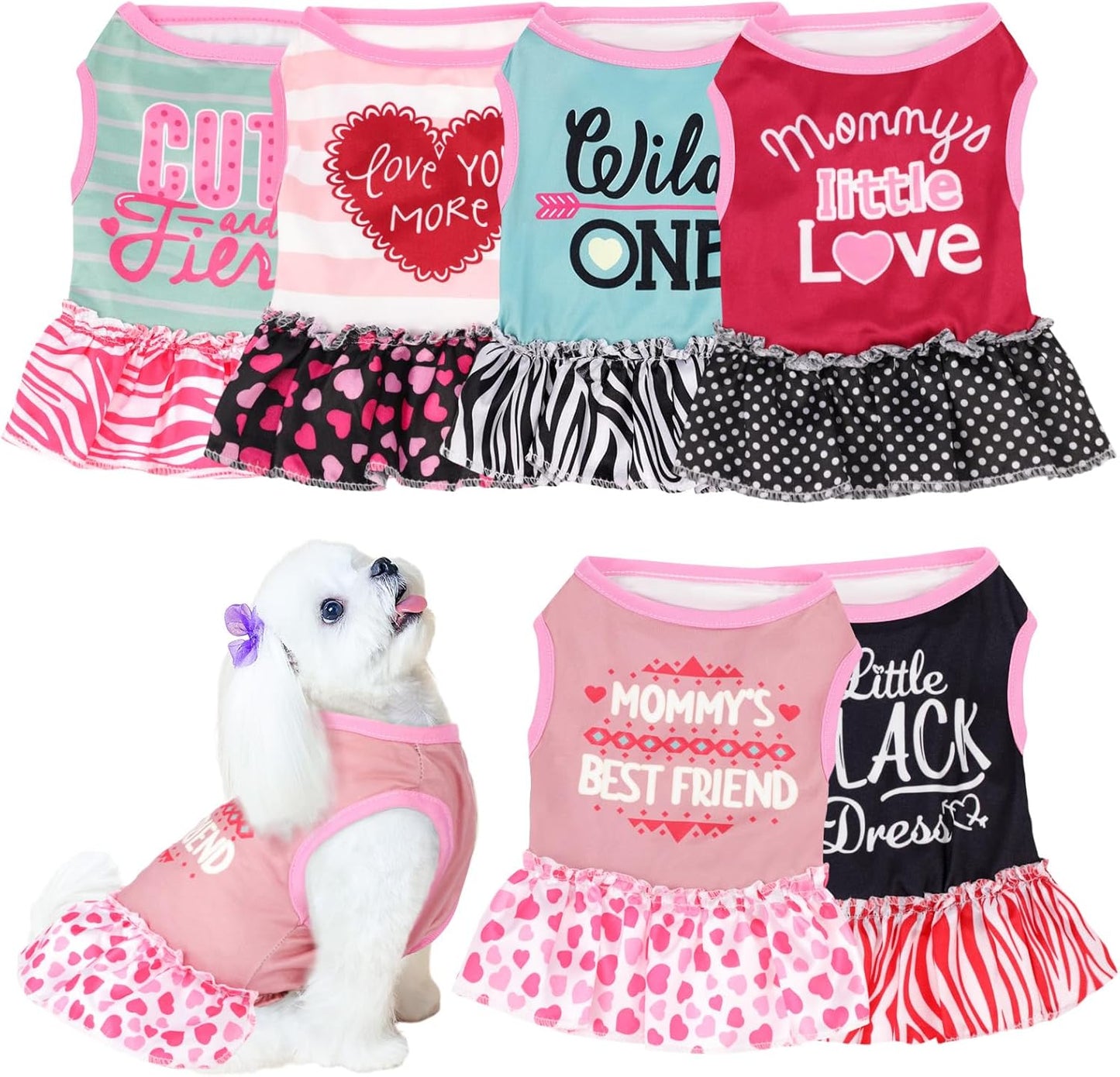 Vestido de verano para perros con eslogan bonito y femenino
