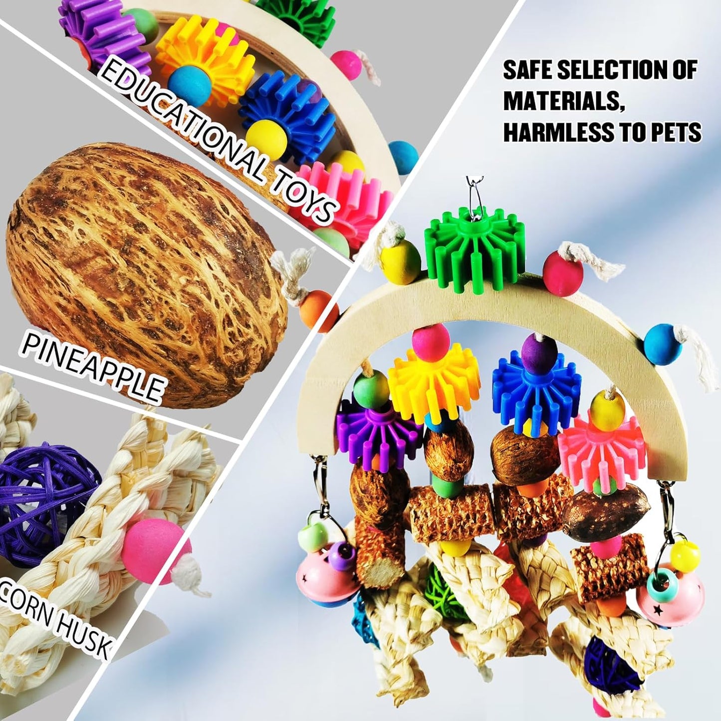 Bird Toys - Natural Corncob Wooden Mango Solid Chew Toys for Small & Medium Parrots, African Greys, Cockatiels, Lovebirds