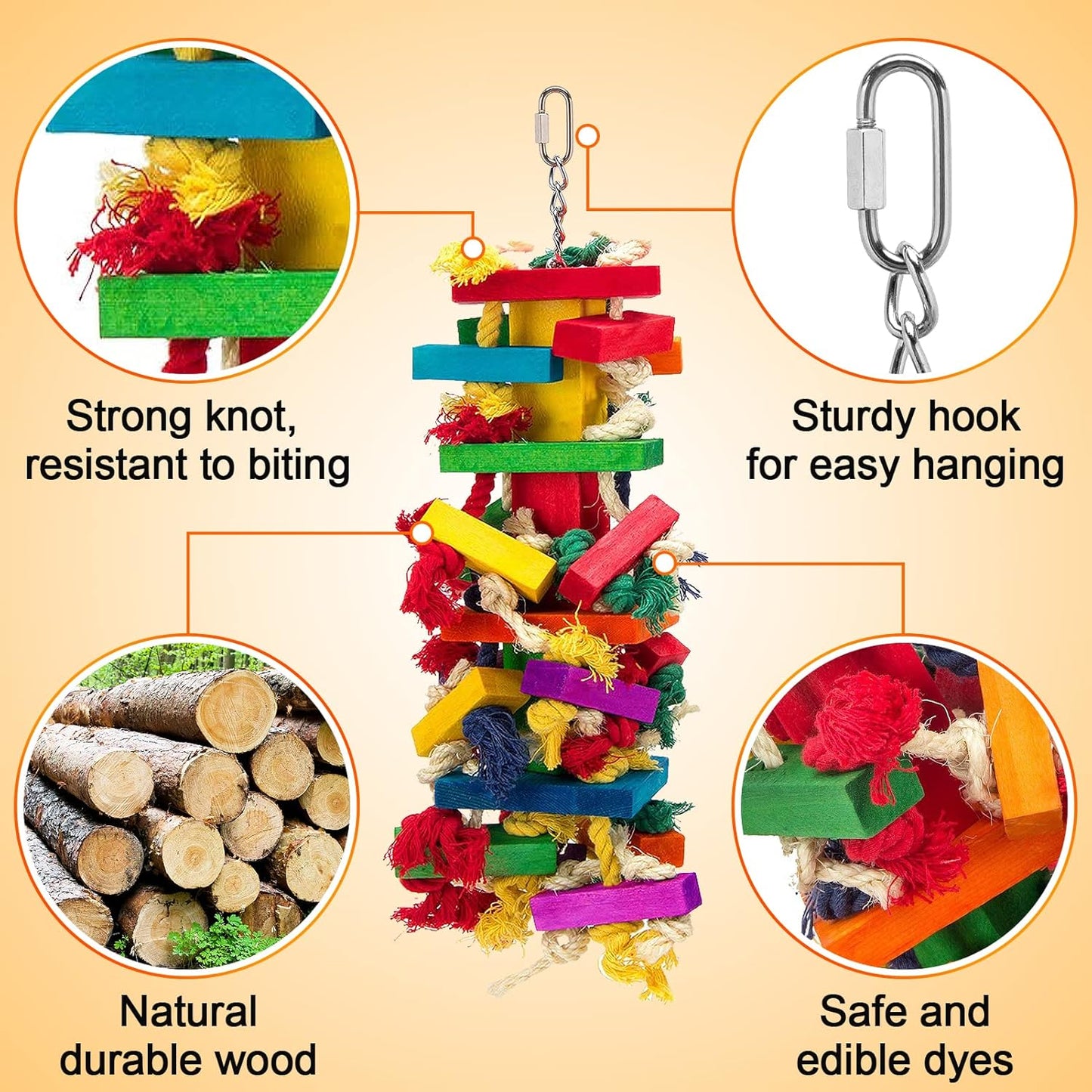 Extra Large Bird Parrot Toys for Macaws, African Grey, Amazon Parrots