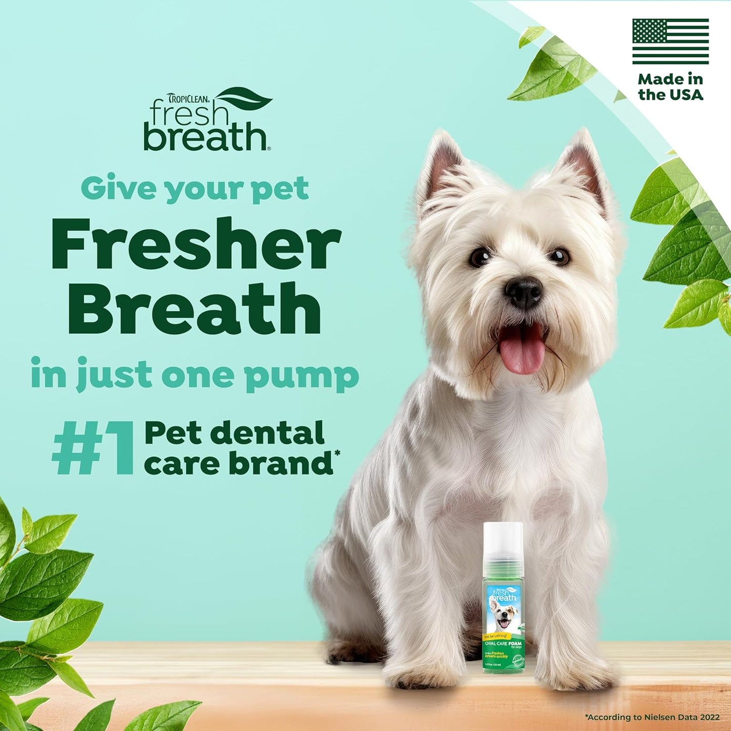 TropiClean Fresh Breath Dental Foam Spray for Dogs