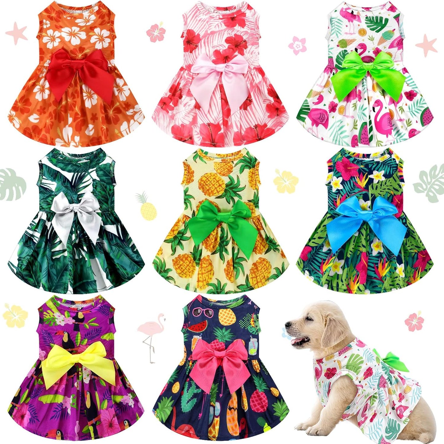 Vestidos con estampado floral de verano para perros y gatos