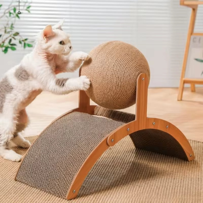 Inclined Corrugated Cat Scratching Pad for Exercise, Play & Furniture Protection
