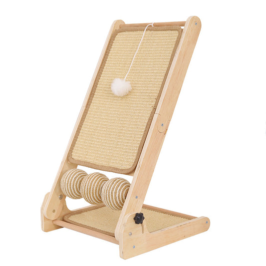 Wood Frame Cat Scratching Pad with Reversible Double-Sided Sisal Scratching Mat