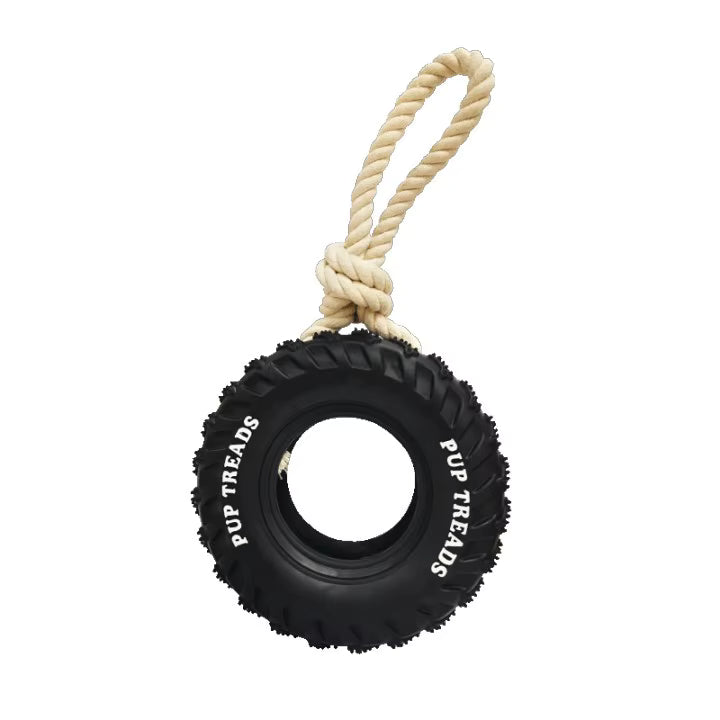 Durable Dog Tire Chew Toy with Rope