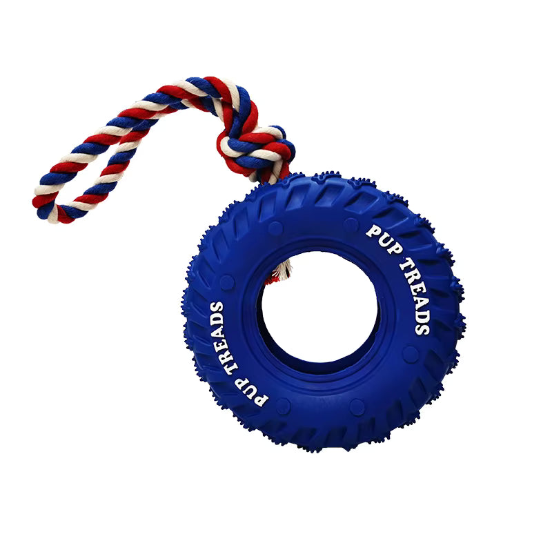 Durable Dog Tire Chew Toy with Rope