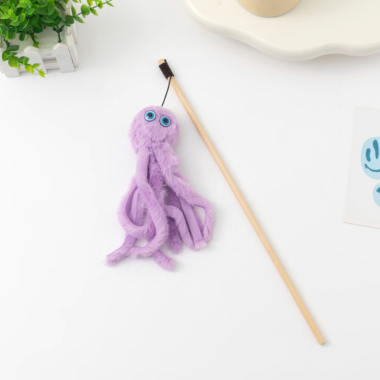 Octopus Plush Teaser Wooden Wand