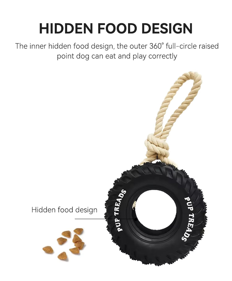 Durable Dog Tire Chew Toy with Rope