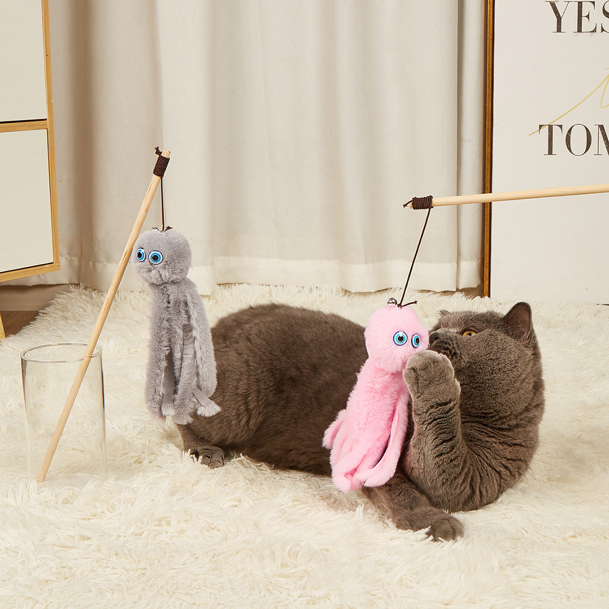 Octopus Plush Teaser Wooden Wand