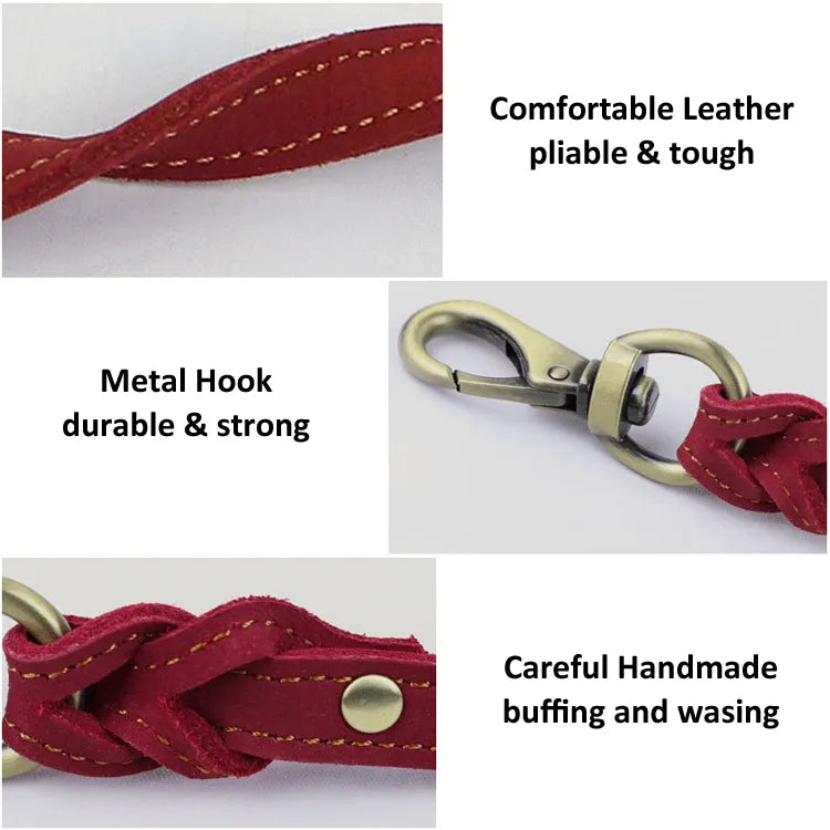 Braided Leather Dog Leash