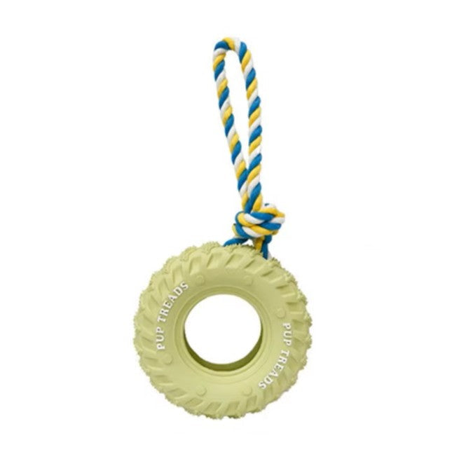 Durable Dog Tire Chew Toy with Rope
