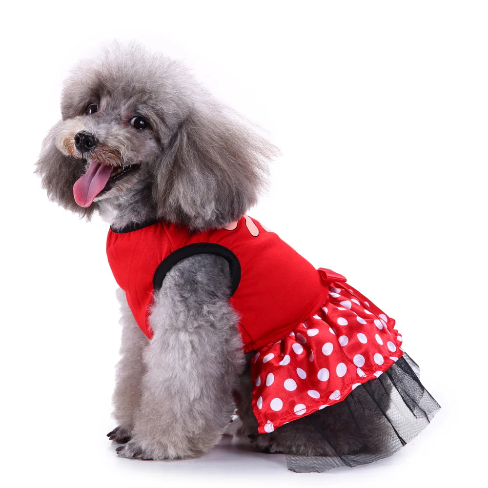 Christmas Reindeer Dog Dress – Red Holiday Skirt for Small Dogs