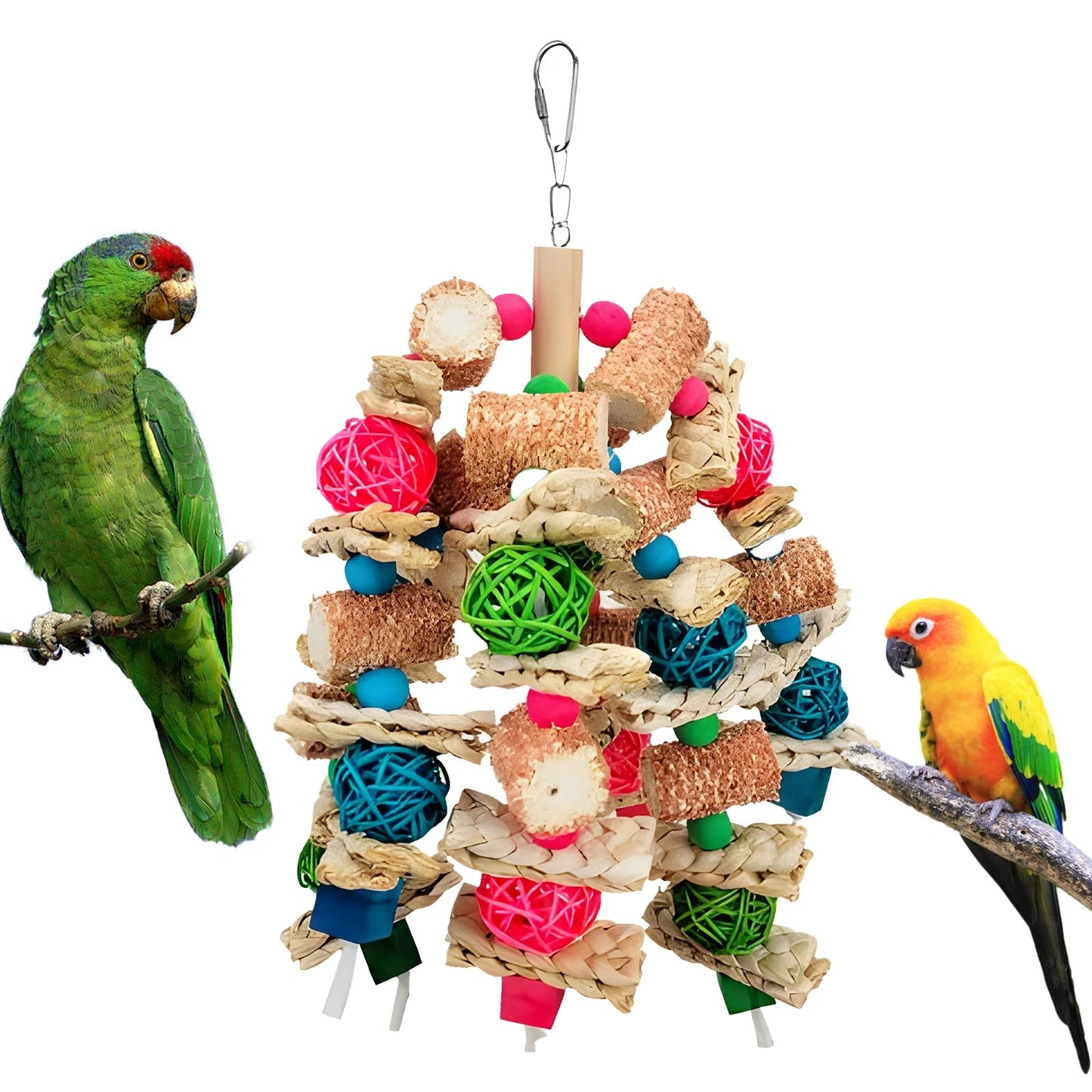 Natural Chewing & Foraging Bird Toy - For Cockatiels, Budgies, Conures, Lovebirds, Quakers, Parrotlets, Caiques, Senegals, Meyer's & Other Small/Medium Birds