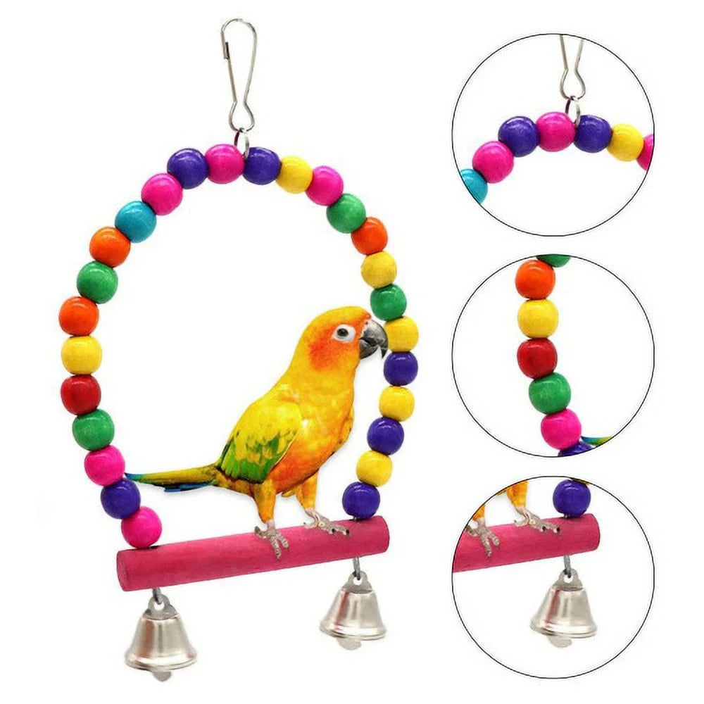 6Pcs Bird Swing Chewing Toys- Toys Suitable for Small Parakeets, Cockatiels, Conures, Finches, Budgie, Macaws, Parrots