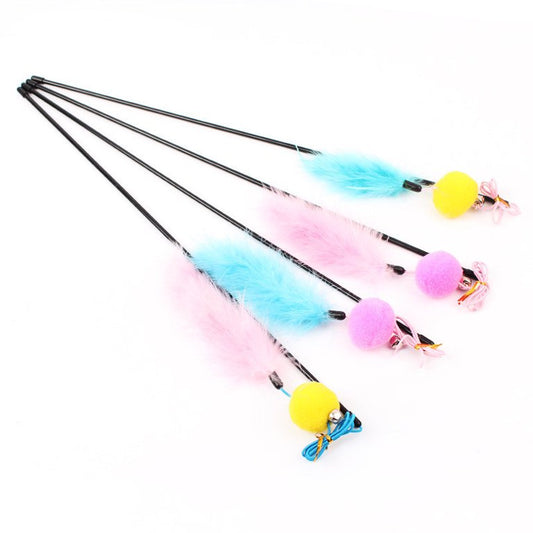 Cat Teaser Interactive Toy Rod With Bell And Feather