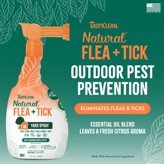 TropiClean Natural Outdoor Flea & Tick Treatment Spray for Yard, 32-fl oz