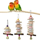 Parrot Toys Beak Grinding Mineral Stone Cage Hanging Chewing Toy with Bell
