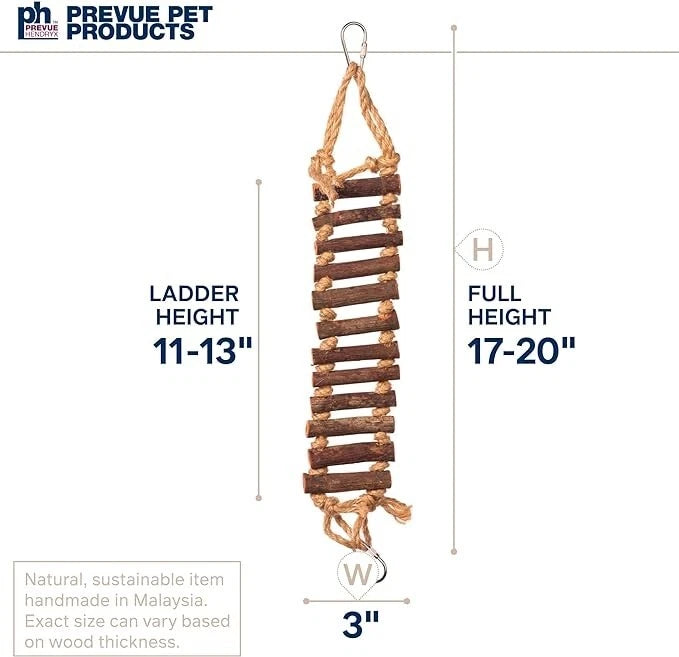 Brinquedo para Pássaros Prevue Hendryx Pet Products Naturals Escada/Ponte de Madeira e Corda Pequena