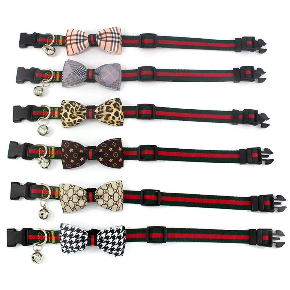 Luxury Fashion Designer Pet Collar with Bow Tie