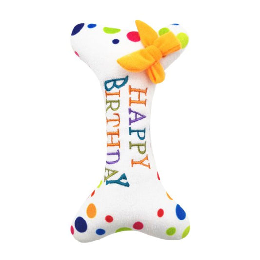 Cute Birthday Themed Squeaky Dog Plush Toy
