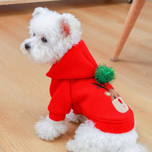 Reindeer Christmas Dog Costume Girl Dress and Boy Hoodie