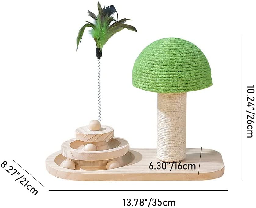 Solid Wood Mushroom Cat Scratching Post