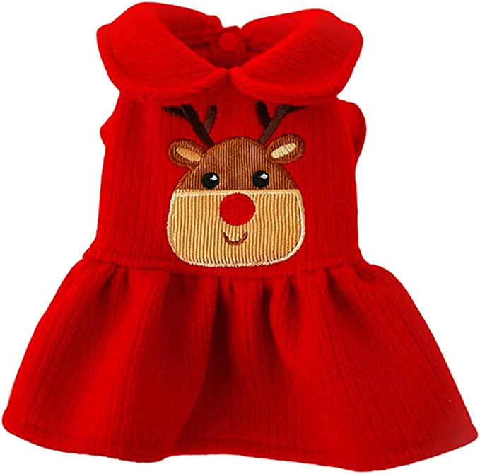 Reindeer Christmas Dog Costume Girl Dress and Boy Hoodie