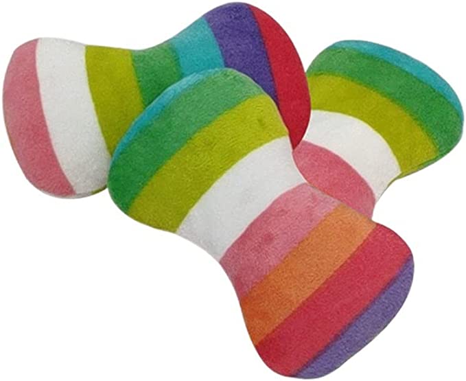 Dog Plush Vocal Toy Rainbow Dog Bone