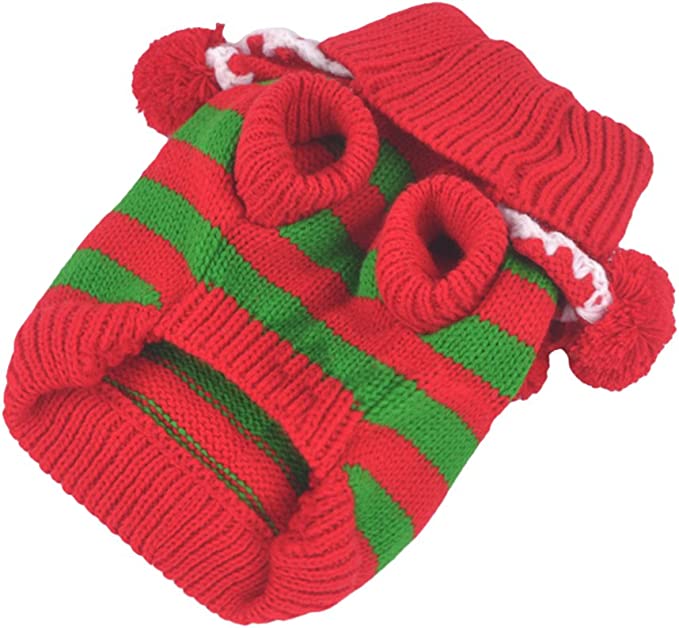 Cute Pet Puppy Christmas Sweater Stripe Design