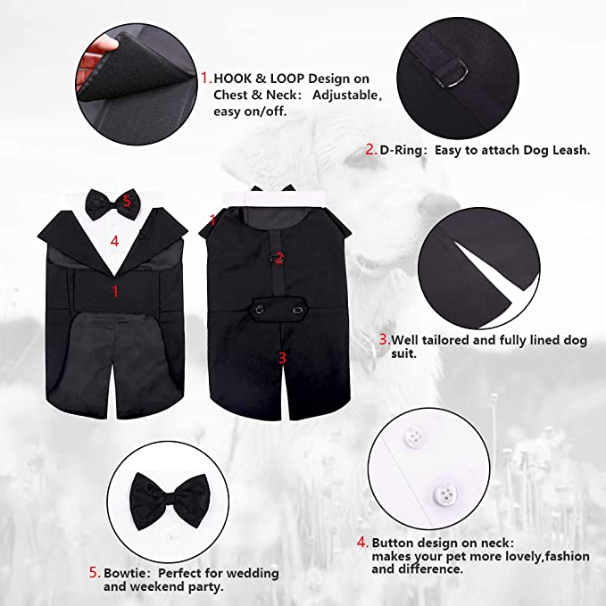 Dog Tuxedo Suit and Bow Tie Set