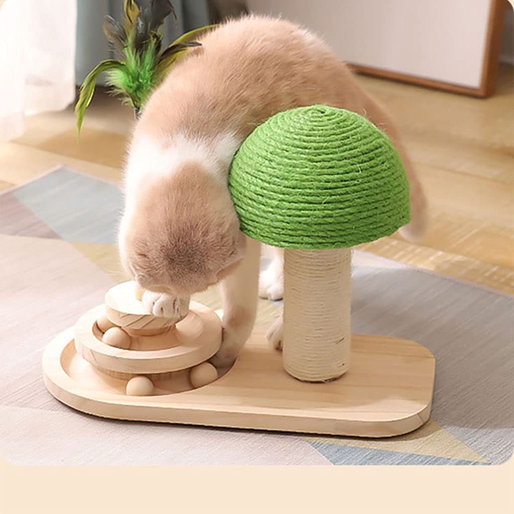 Solid Wood Mushroom Cat Scratching Post