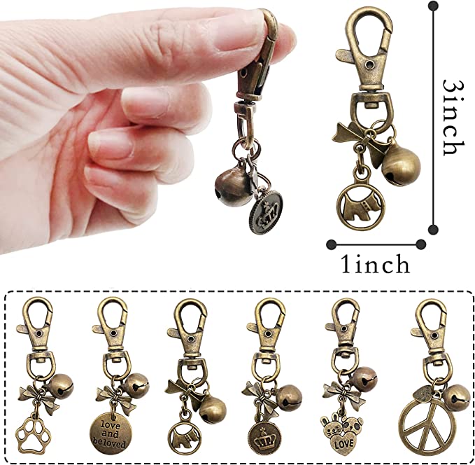 Bronze Pet Collar Charms with Bells