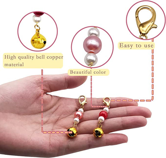 Gold Bell Pearl Pet Collar Charms