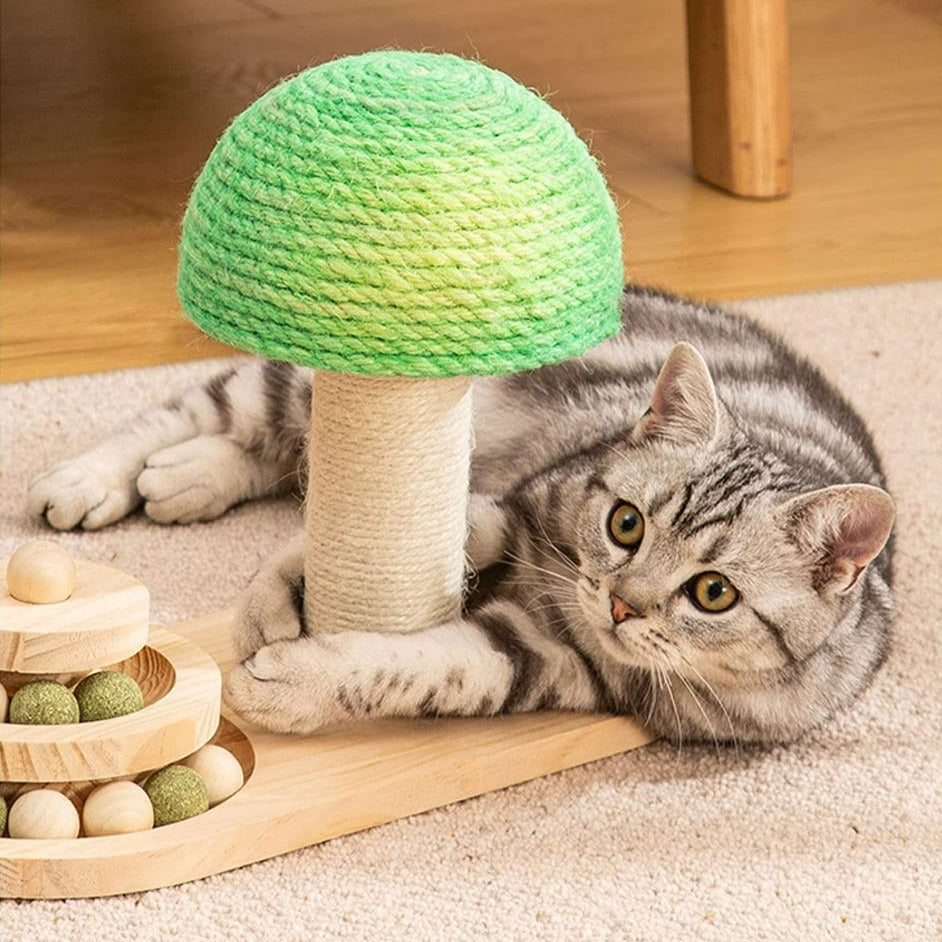 Solid Wood Mushroom Cat Scratching Post