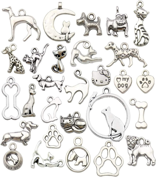 Antique Silver Pet Collar Charms