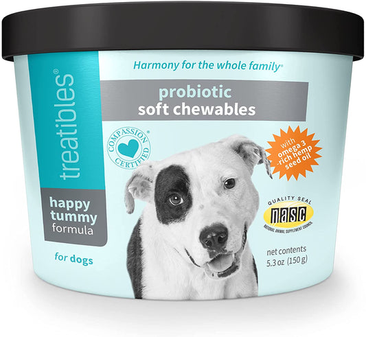 Happy Tummy Probiotic Soft Chewables for dogs, 5.3 oz, (approx. 60 count)