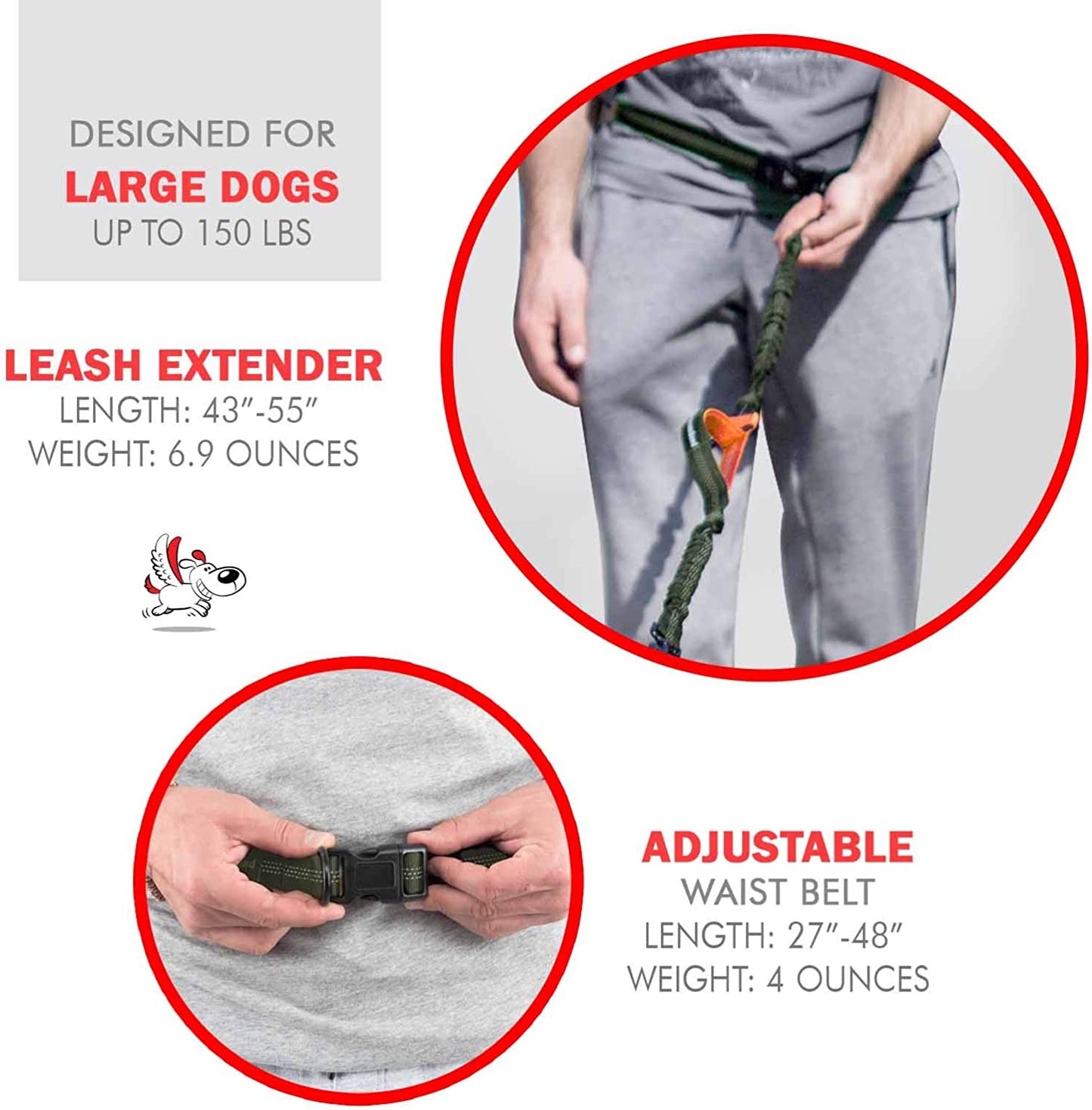 Hands-Free Reflective Retractable Bungees Dog Leash