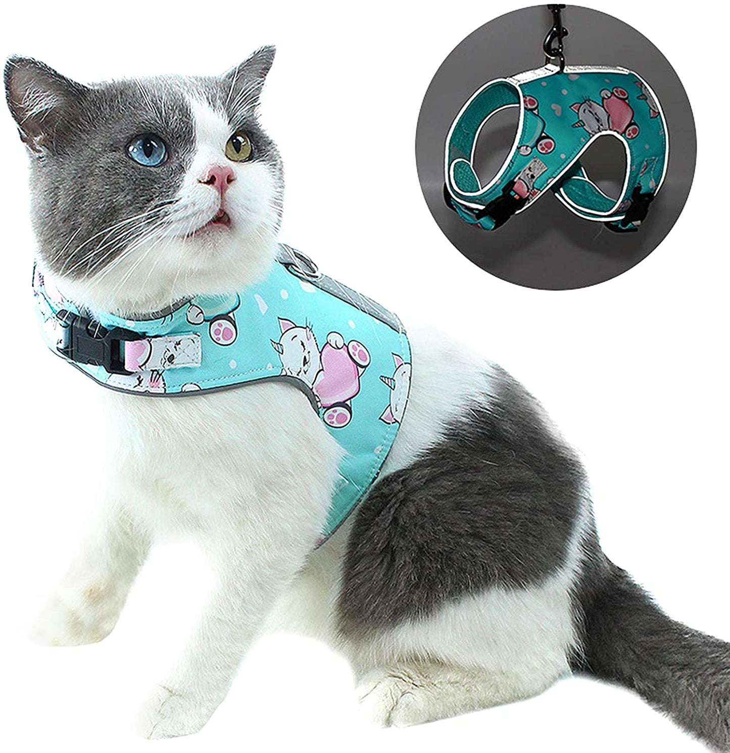 Escape Proof Cat Printed Harness and Leash Set